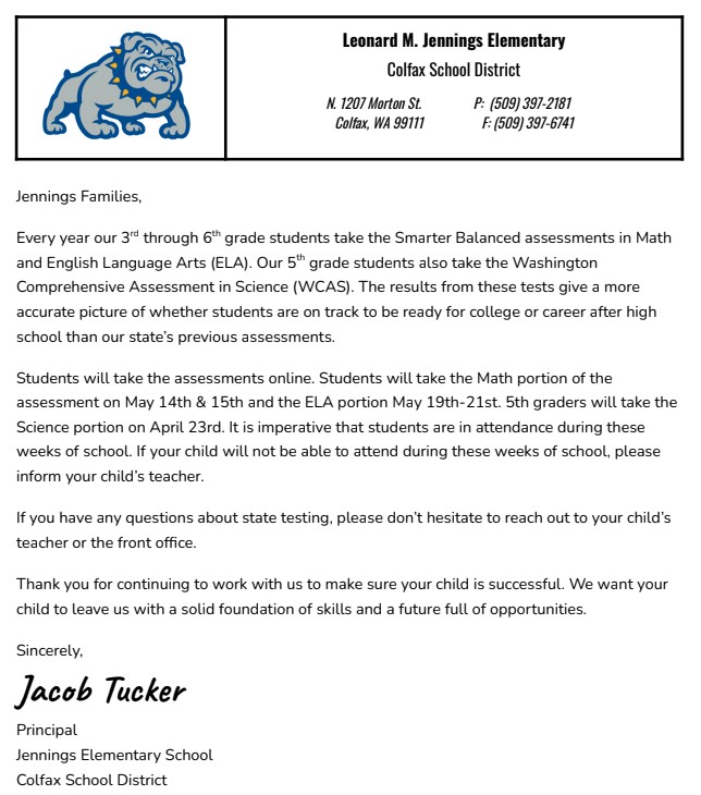 Letter from Mr. Tucker
